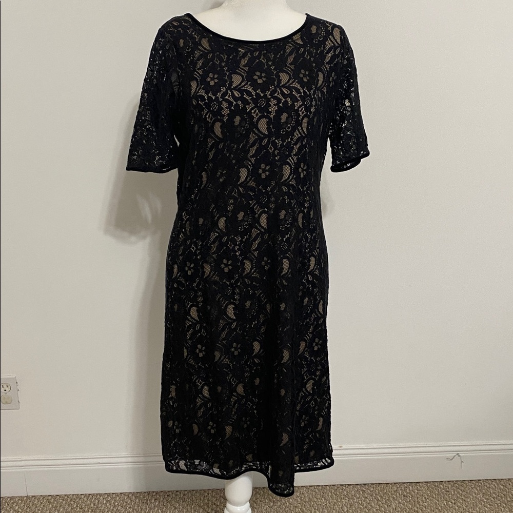 Black Lace Dress with Beige Lining by Edge by Jen Rade